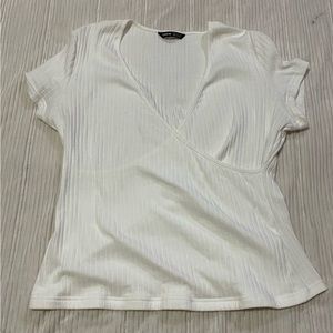 Shein V-Neck Ribbed Blouse, See Through
